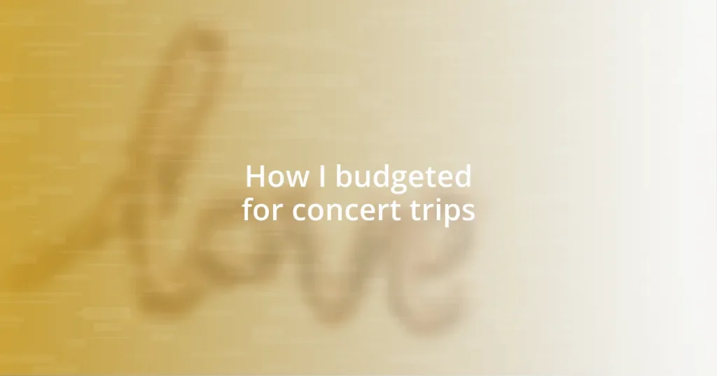 How I budgeted for concert trips