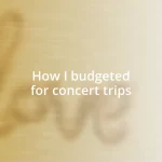 How I budgeted for concert trips